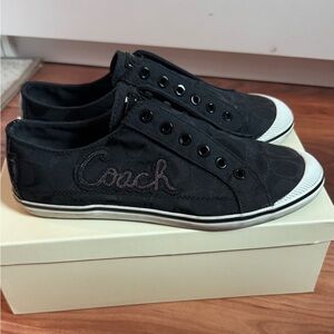 Coach Black Canvas Slip On Sneakers